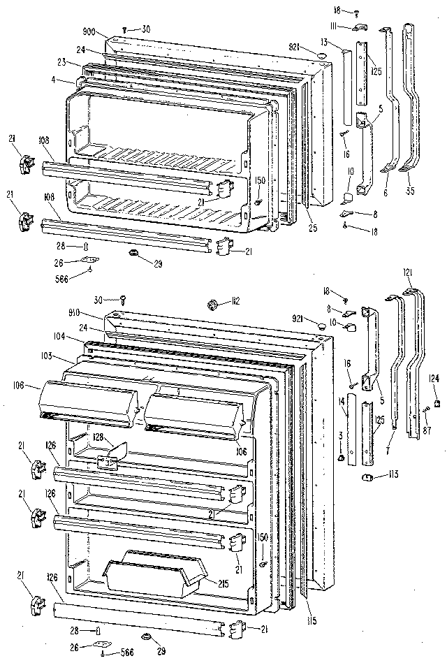 GE TBX24NLF doors diagram
