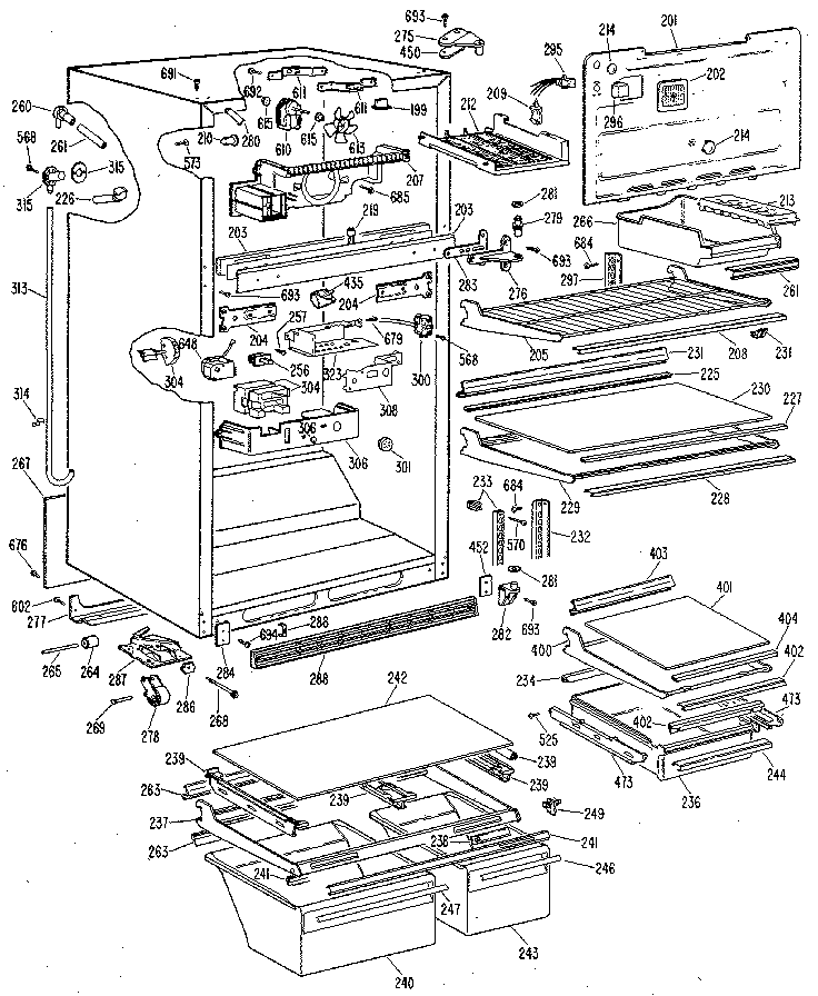 GE TBX24NLF cabinet diagram