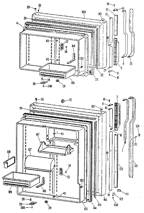 GE TBX22ZLG doors diagram