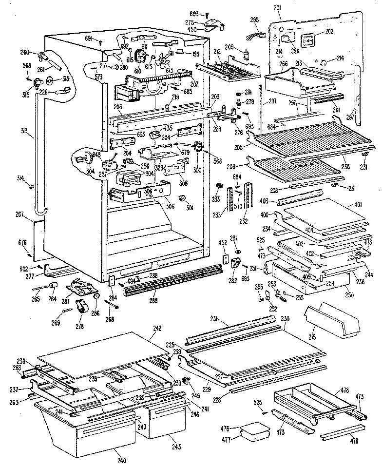 GE TBX22ZLG cabinet diagram