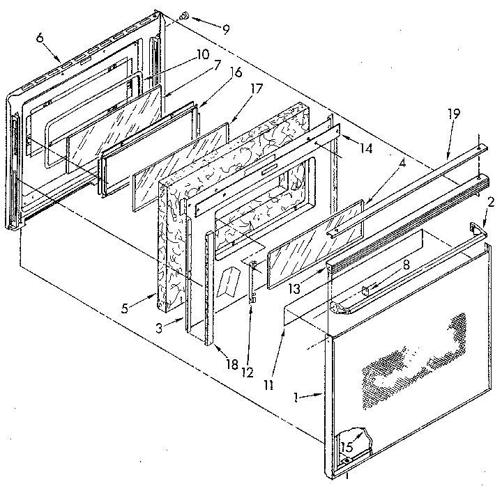 Kenmore 6654428911 upper oven door diagram