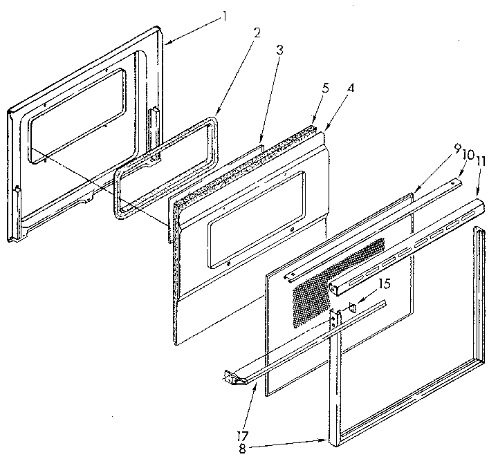 Kenmore 6654428911 lower oven door diagram