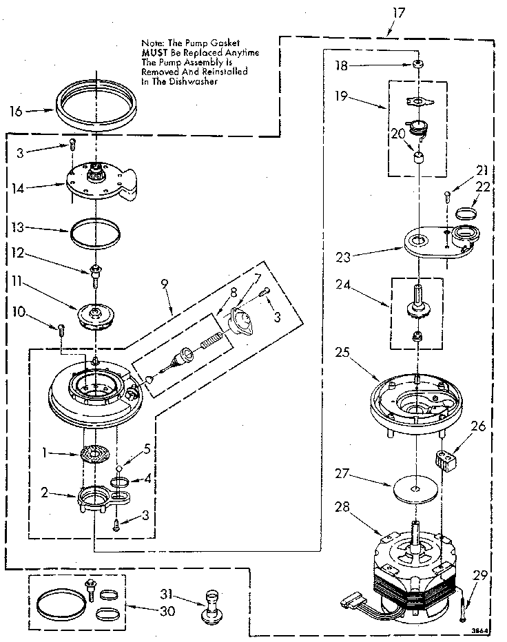 Kenmore 6651560591 pump and motor diagram