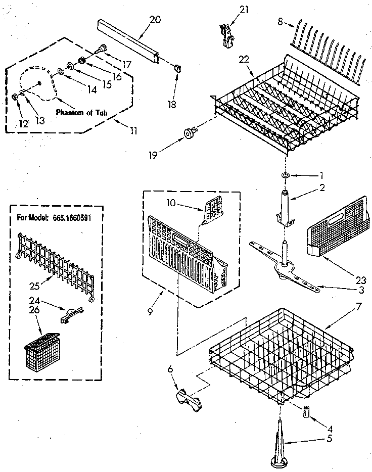 Kenmore 6651560591 dishrack diagram