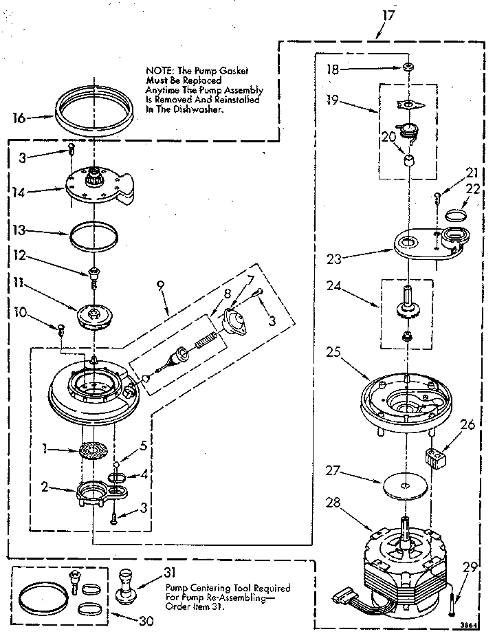 Kenmore 6651690591 pump and motor diagram