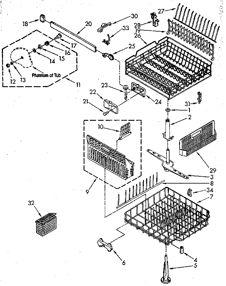 Kenmore 6651690591 dishrack diagram