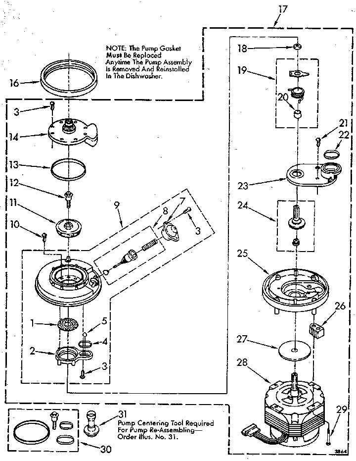 Kenmore 6651690190 pump and motor diagram
