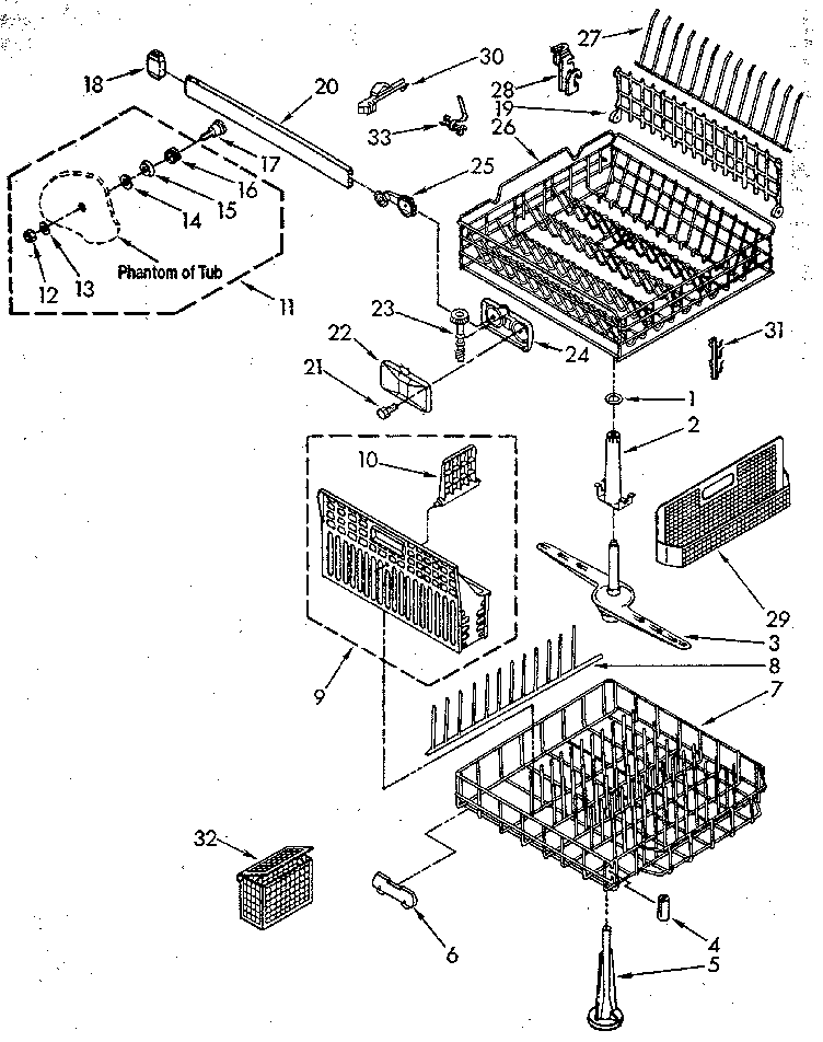 Kenmore 6651690190 dishrack diagram