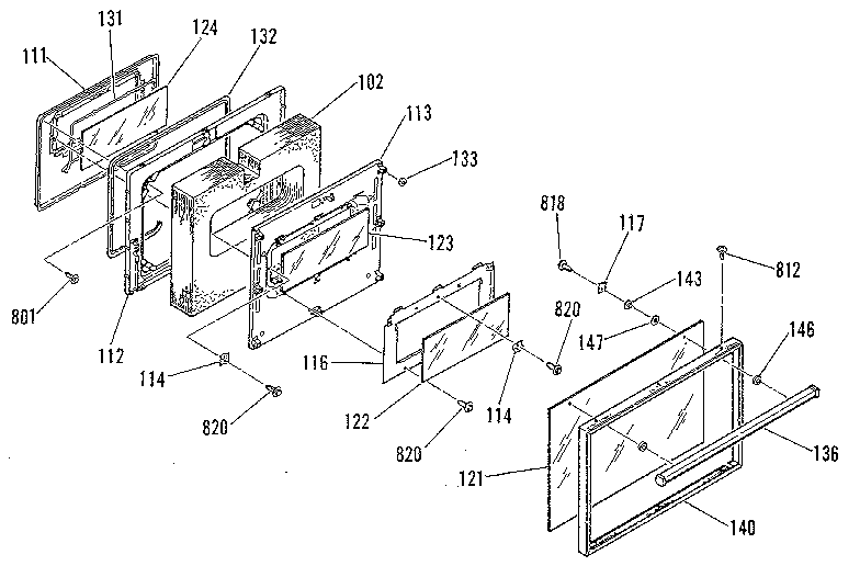 Kenmore 9114658814 oven door section diagram