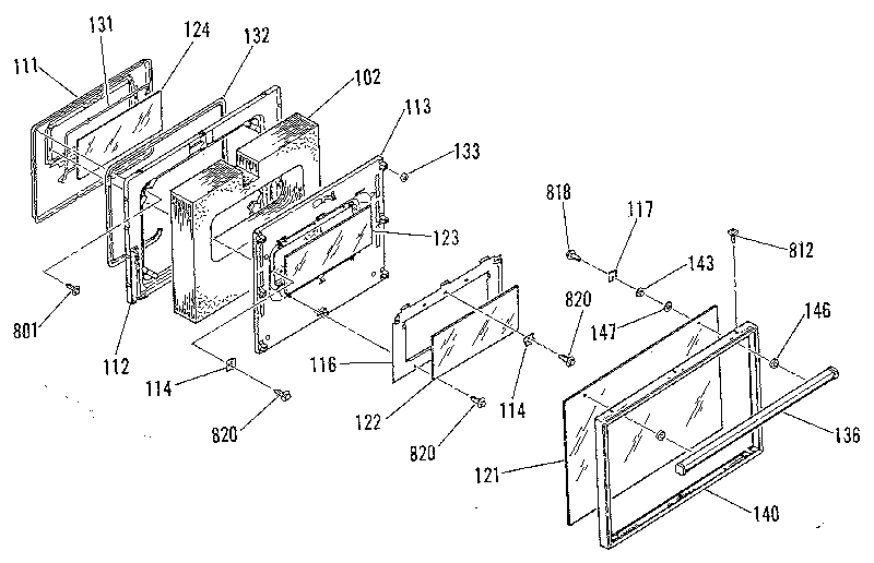 Kenmore 9119799980 oven door section diagram
