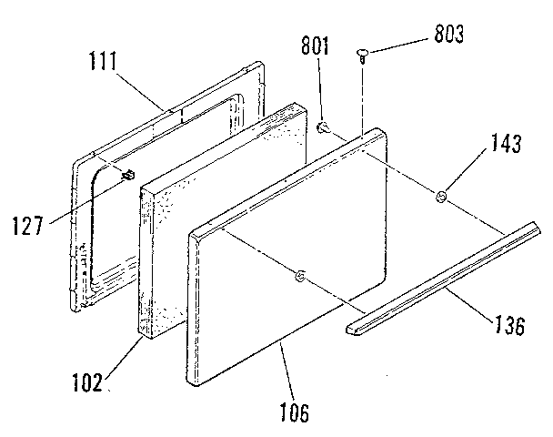 Kenmore 9116208811 oven door section diagram