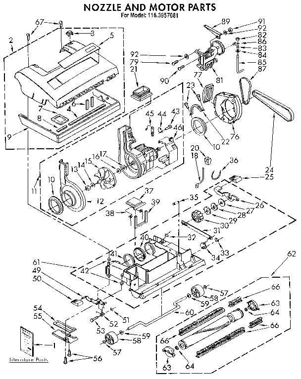 Kenmore 1163957081 nozzle and motor diagram