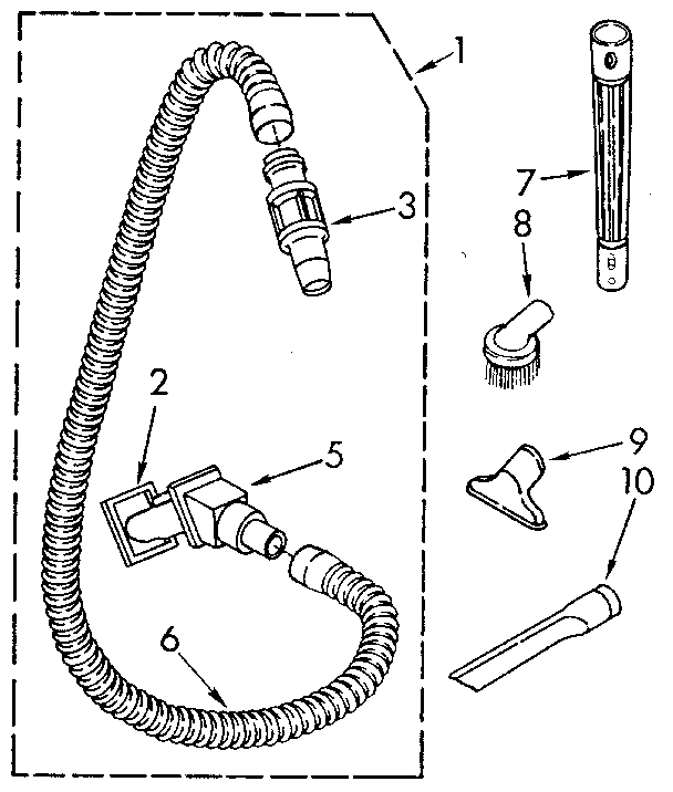 Kenmore 1163957081 hose and attachment diagram