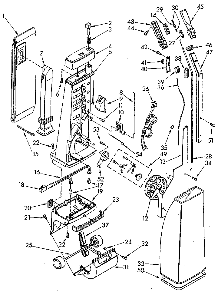 Kenmore 1163957081 handle and bag housing diagram