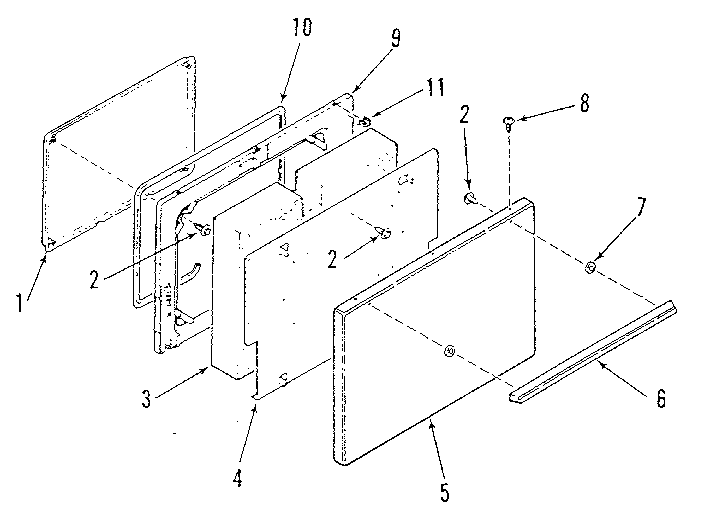 Kenmore 9116018911 oven door section diagram