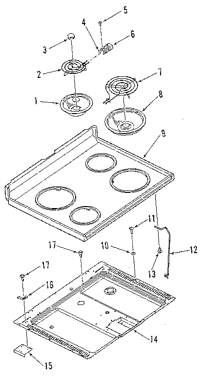 Kenmore 9119330191 main top section diagram