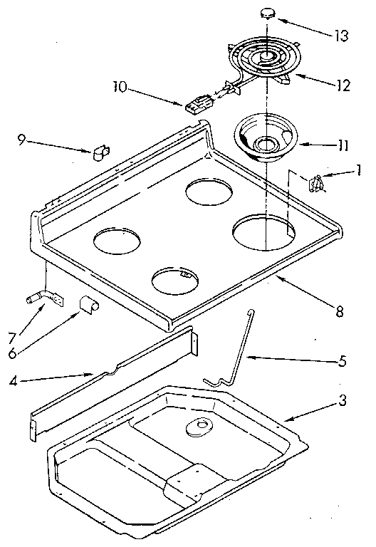 Whirlpool RF3020XVW2 cooktop diagram