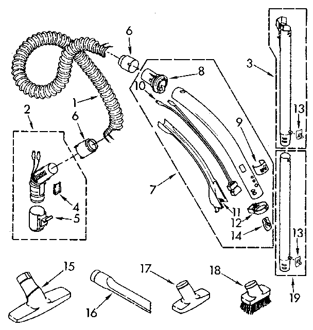Kenmore 1162039082 hose and attachment diagram