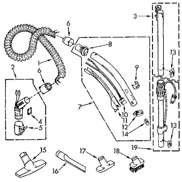 Kenmore 1162041082 hose and attachment diagram