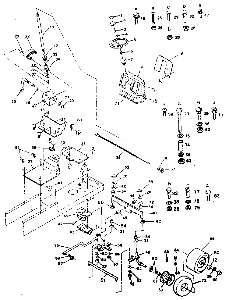Craftsman 917250040 steering assembly diagram