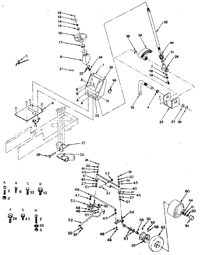 Craftsman 917254650 steering and front axle diagram