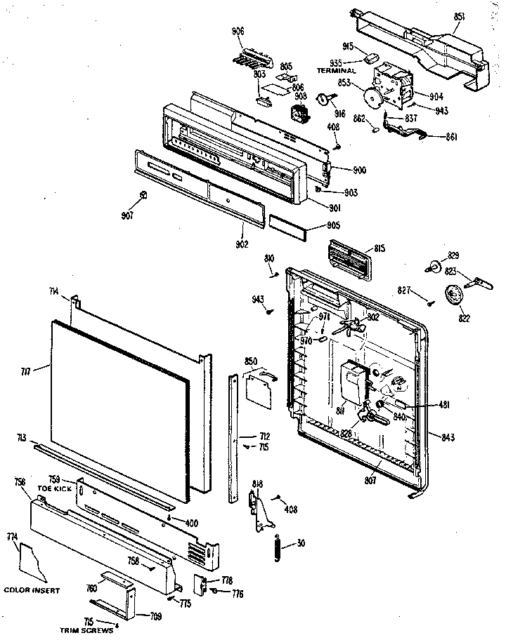 GE GSD1200L05 control panel and front diagram