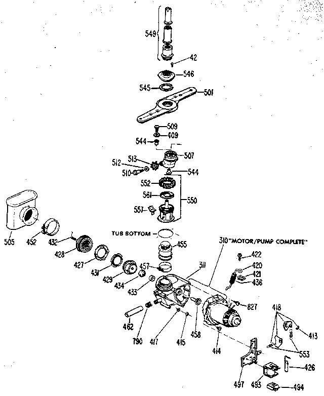 GE GSD1200L05 motor and pump assembly diagram