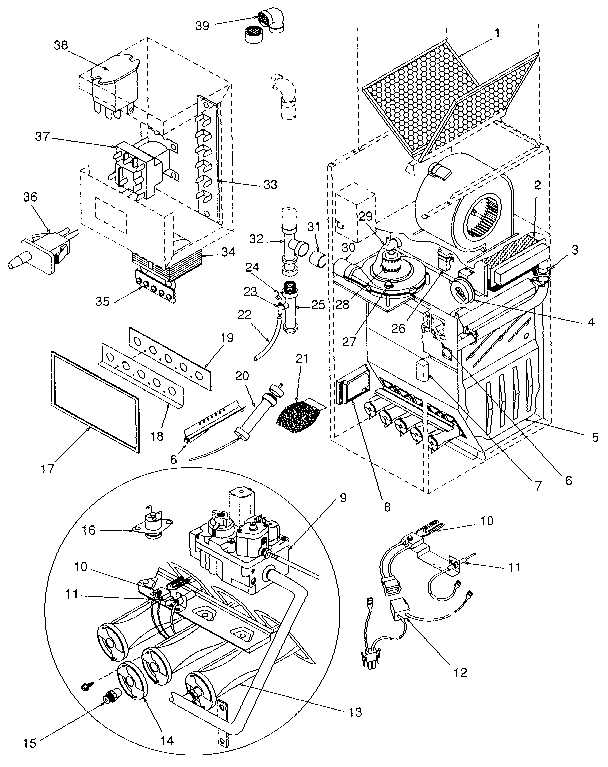 ICP NDGK050DF05 functional replacement parts diagram
