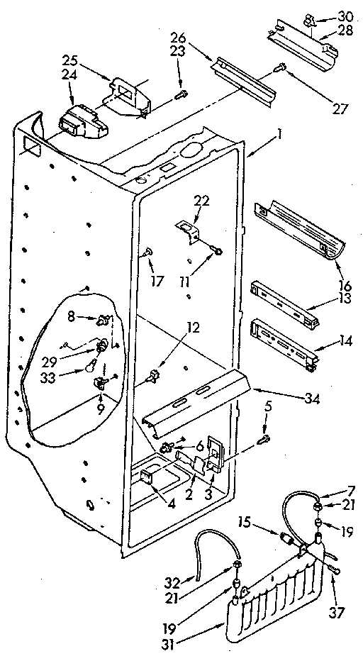 Whirlpool ED25DQXVN07 refrigerator liner diagram