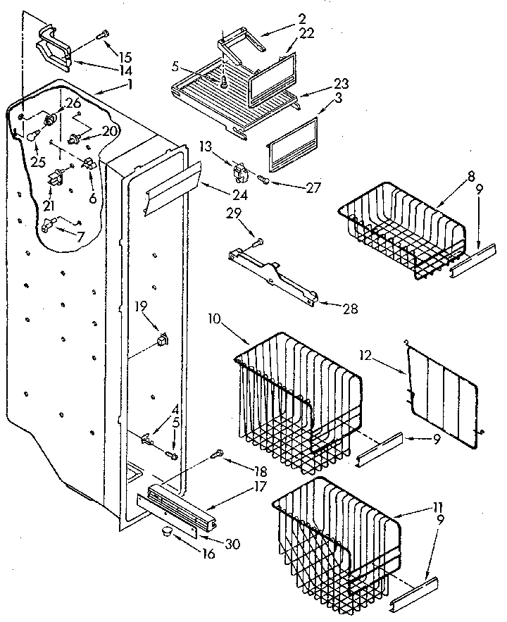 Whirlpool ED25DQXVN07 freezer liner diagram