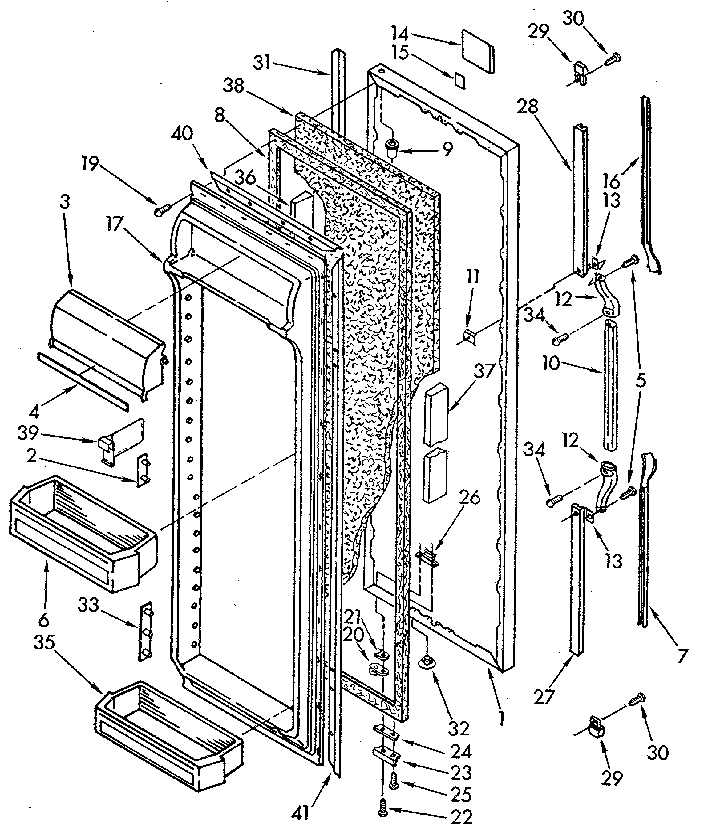 Whirlpool ED25DQXVN07 refrigerator door diagram