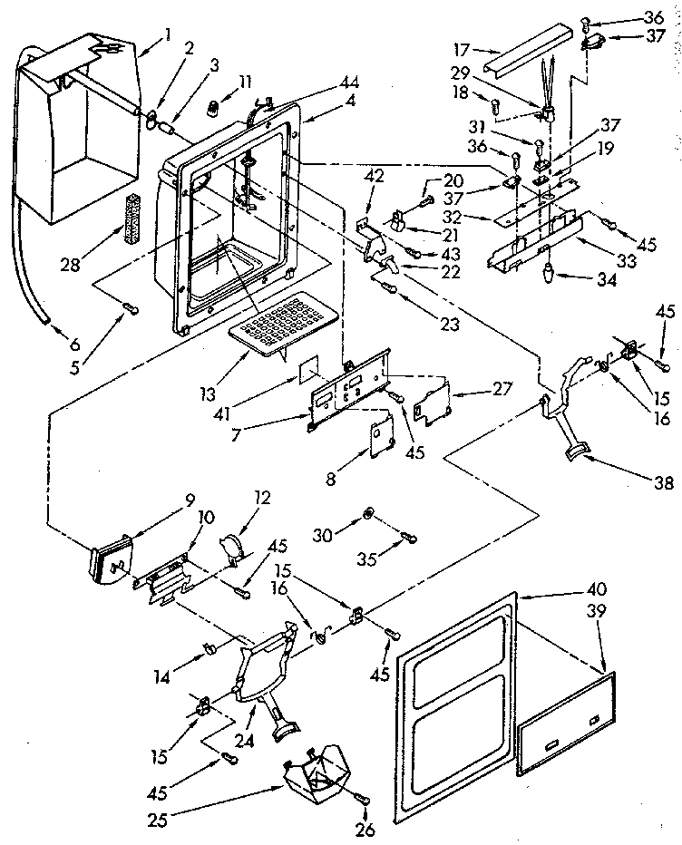 Whirlpool ED25DQXVN07 dispenser front diagram