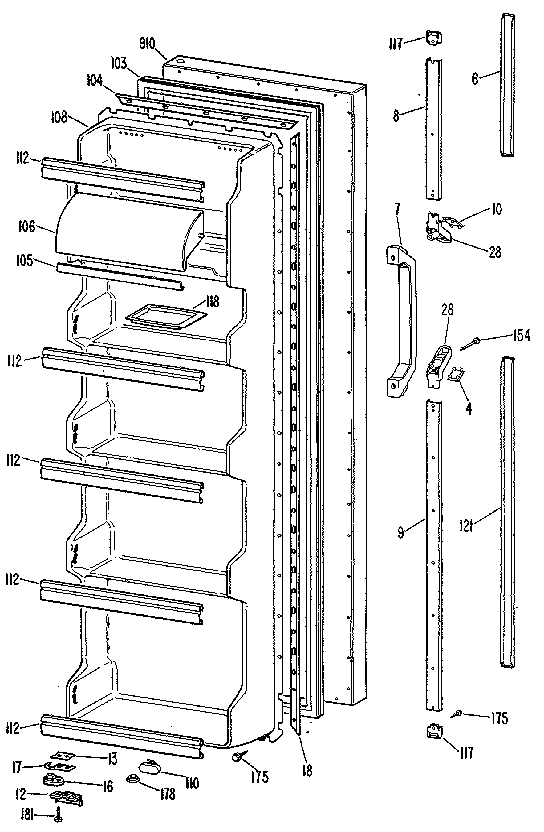 Kenmore 3639452515 fresh food door diagram