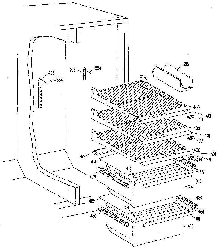 Kenmore 3639452515 fresh food section diagram