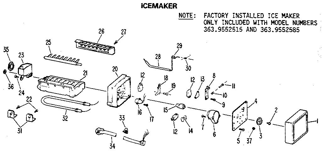 Kenmore 3639452515 icemaker diagram