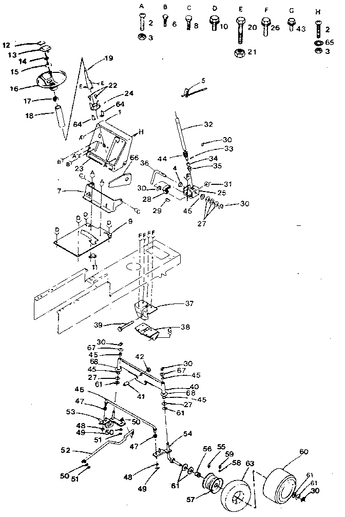 Craftsman 917254632 steering and front axle diagram
