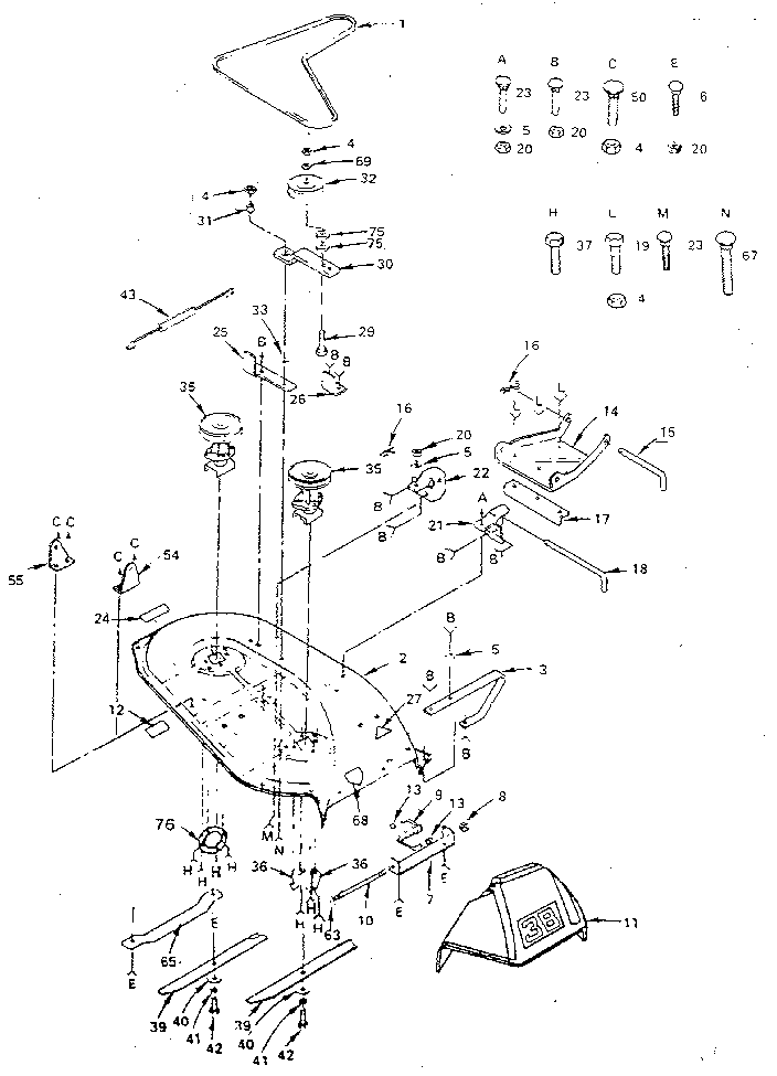 Craftsman 917254950 38" mower diagram