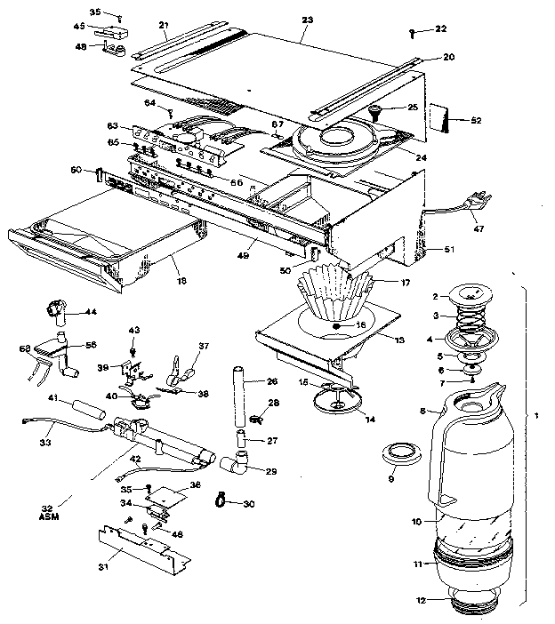Black & Decker PDC403A thermal carafe coffeemaker (spacemaker) diagram