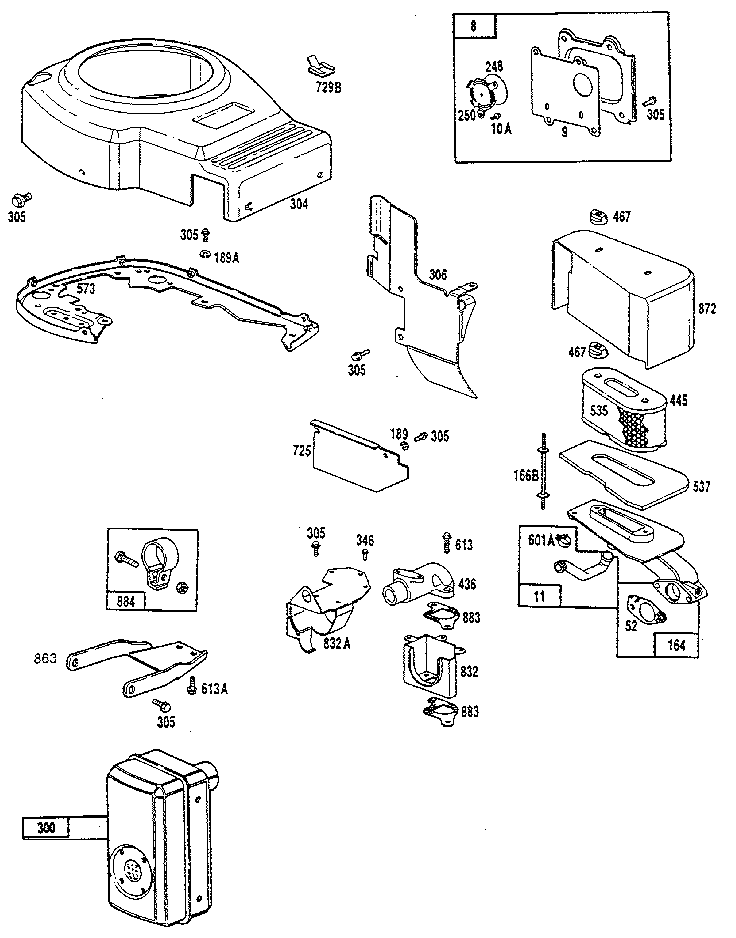 Craftsman 502254970 cylinder assembly and blower housing diagram