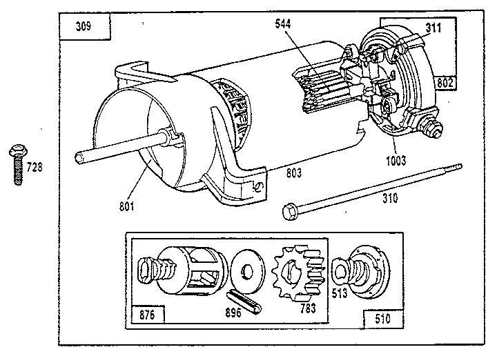Craftsman 502254970 motor and drive assembly diagram