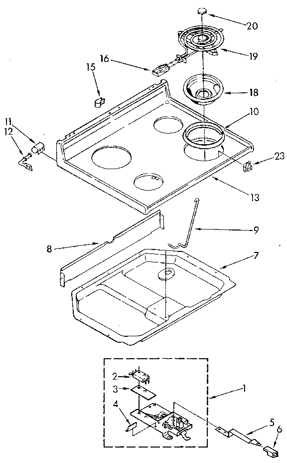 Whirlpool RF365BXWM2 cooktop diagram