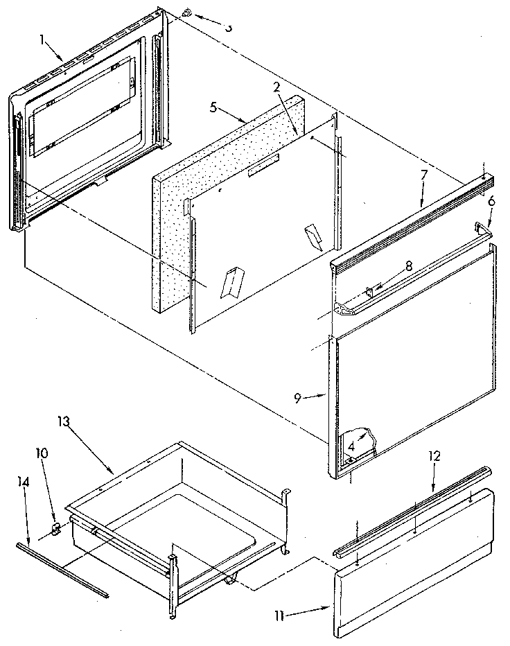 Whirlpool RF365BXWM2 door and drawer diagram