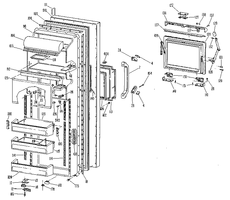 Kenmore 3639517985 fresh food door diagram