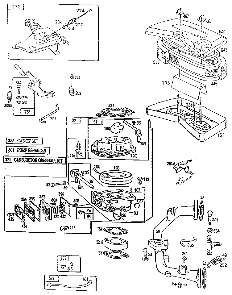 Craftsman 917254450 air cleaner body and carburetor assembly diagram