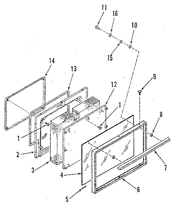 Kenmore 9119328710 oven door section diagram