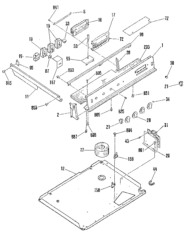 Kenmore 9114678891 control panel section diagram