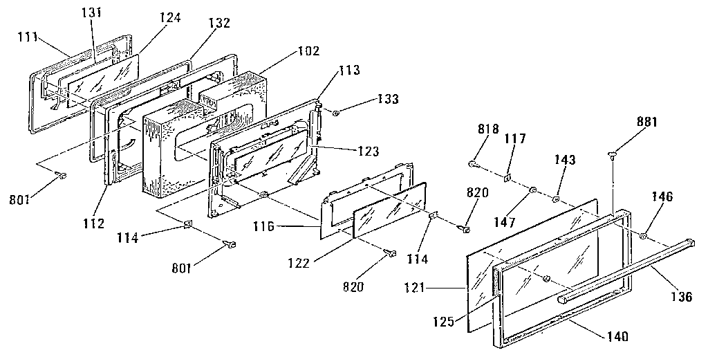 Kenmore 9114678891 oven door section diagram