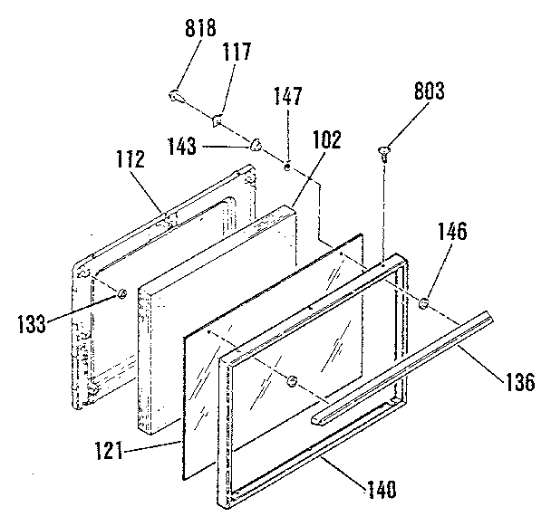 Sears 9119119181 oven door section diagram