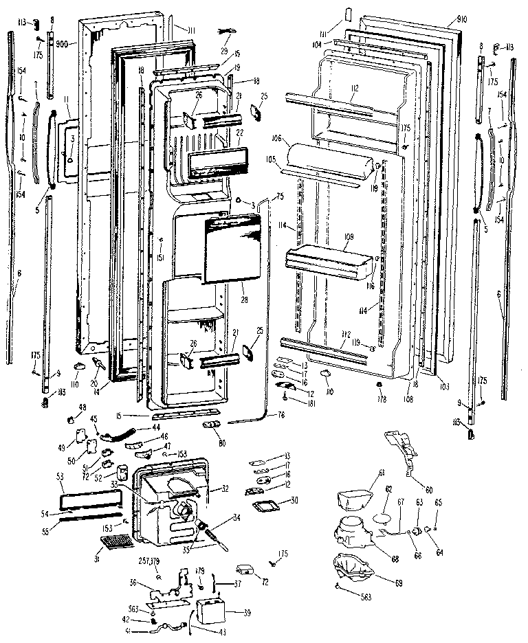 GE TFX22RLJ doors diagram