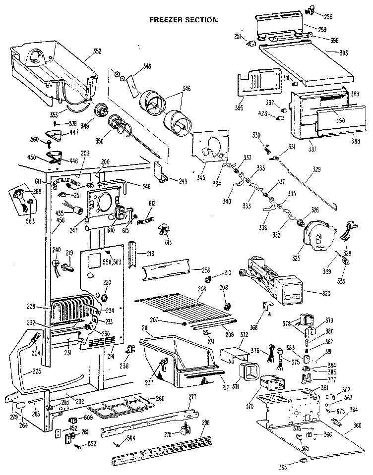 GE TFX22RLJ freezer section diagram